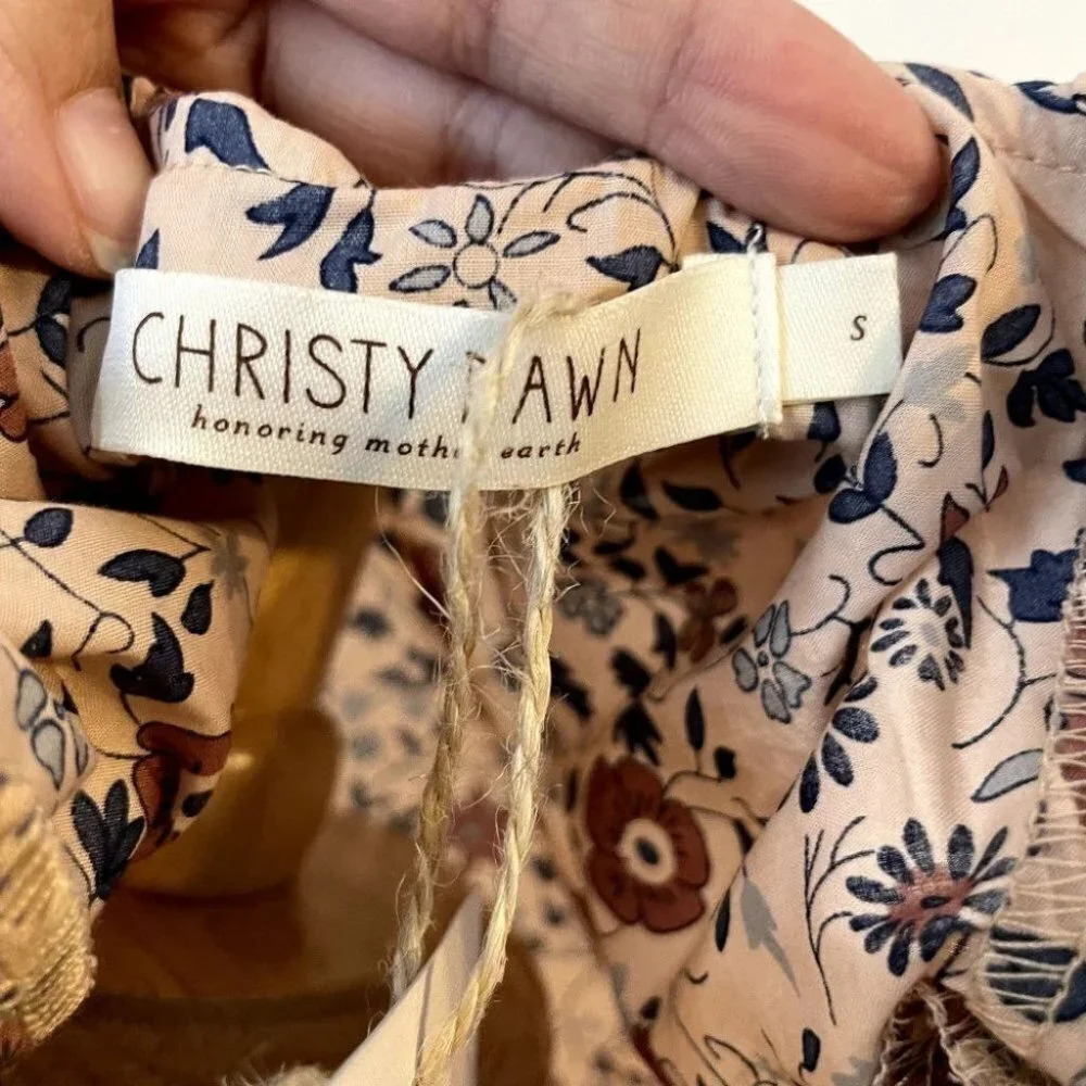 Christy Dawn The Plum Dress Size Small Sand Anemone Vine Puff Floral Ruffle  NWT - Picture 11 of 13
